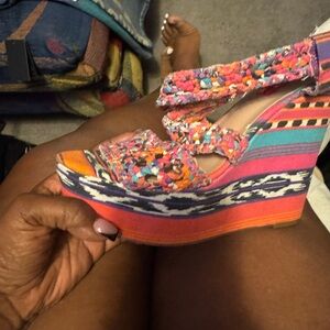 Betsey Johnson Multicolor Wedge Sandals